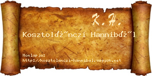 Kosztolánczi Hannibál névjegykártya